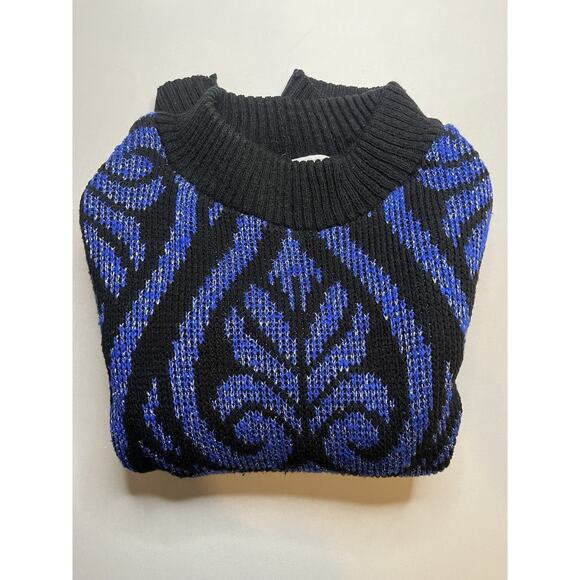 GFC LTD Womens Pullover Mock Turtleneck Sweater Blue/Black Sparkle Sz M - Picture 7 of 8